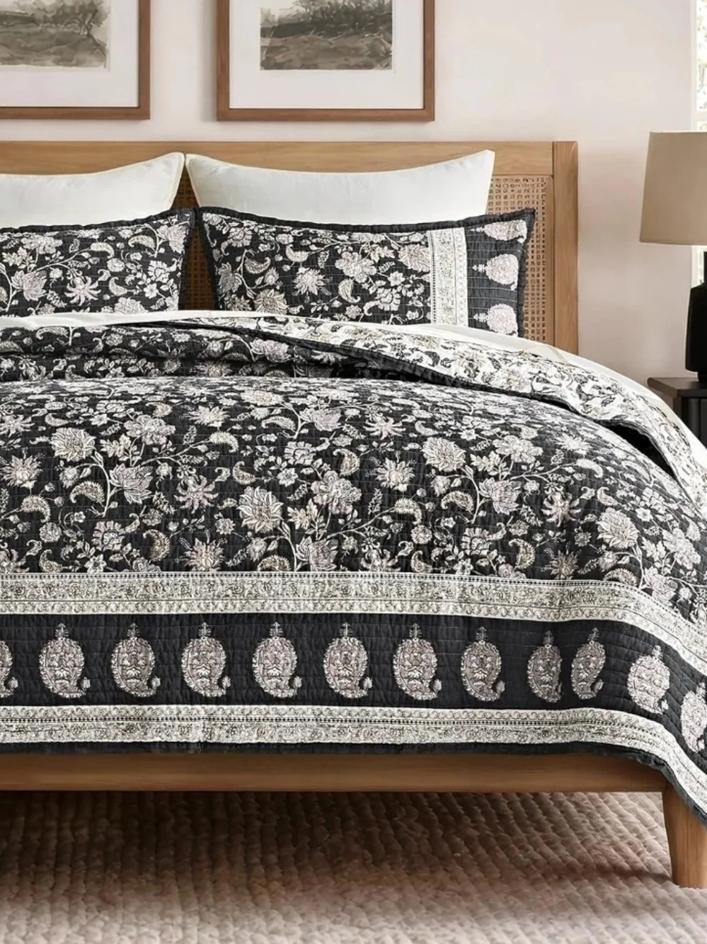 NIB Evergrace Full/Queen 96x96 Heritage Floral Print Cotton Quilt Set